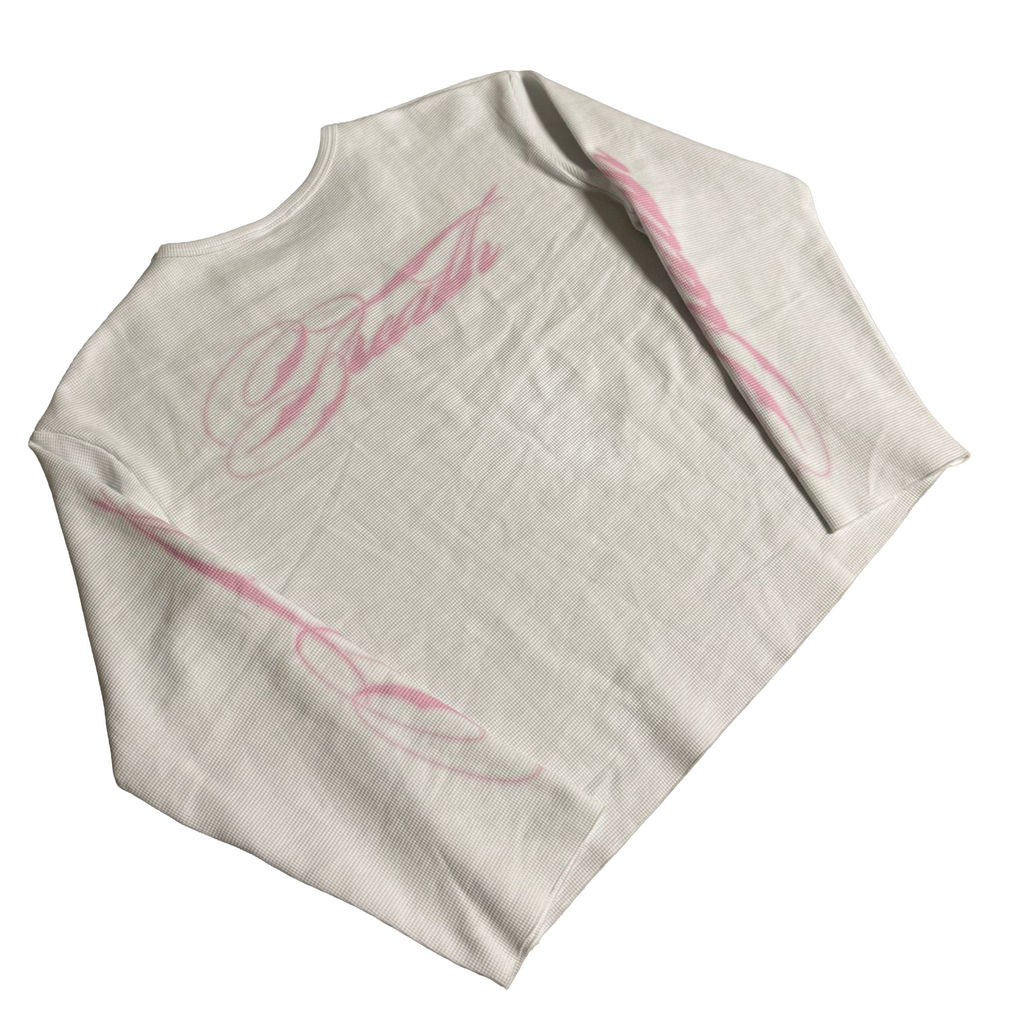 BreathAbleClo Pink Scripted Waffle Longsleeve