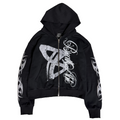 Destroyed Black Zip Up Hoodie - Pre order