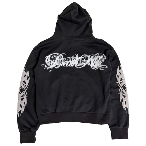 Destroyed Black Zip Up Hoodie - Pre order